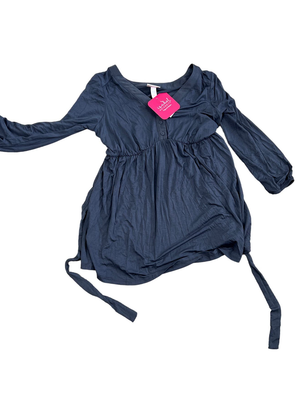 Isabel Maternity Blue Long Sleeve Button-Front Knit Shirt - Size XS - NWT